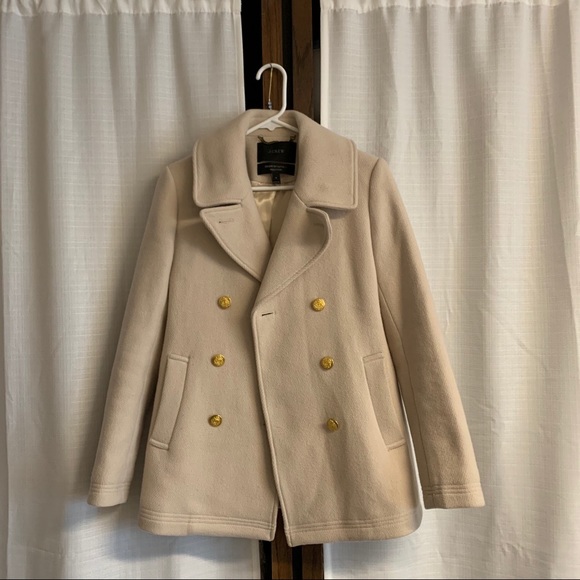J. Crew Jackets & Blazers - J Crew Cream Stadium Cloth by Nello Gori Peacoat